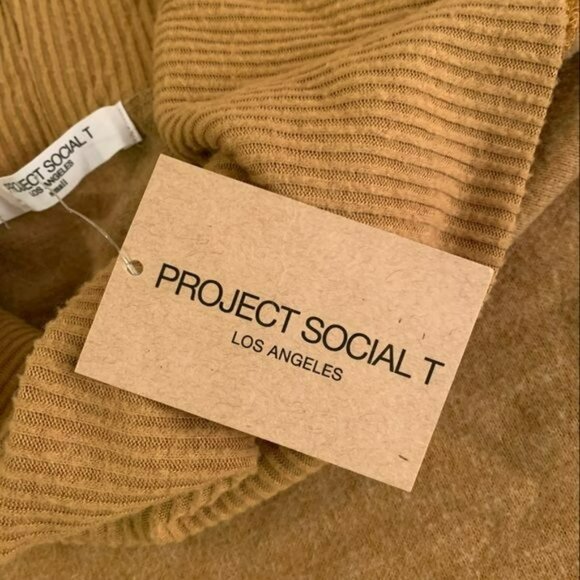 Juniper Cozy Rib Mix Off-Shoulder Whiskey Sweater By Project Social T Size S - Picture 6 of 11